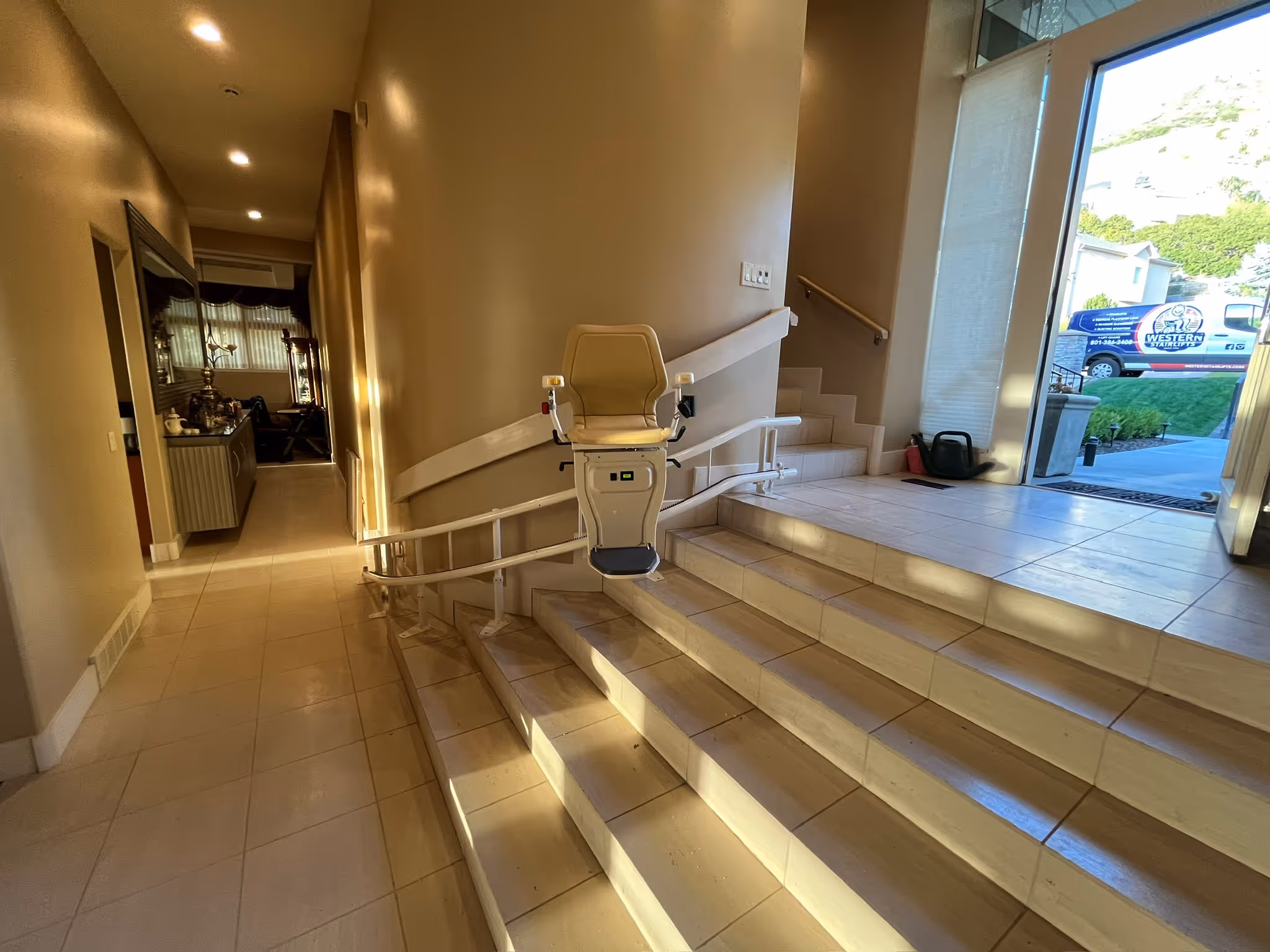 Curved stairlift installation in Holladay, Utah