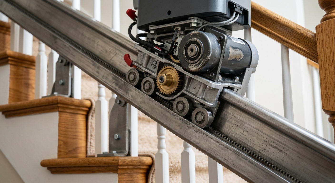 Refurbished Harmar stairlift motor and rail